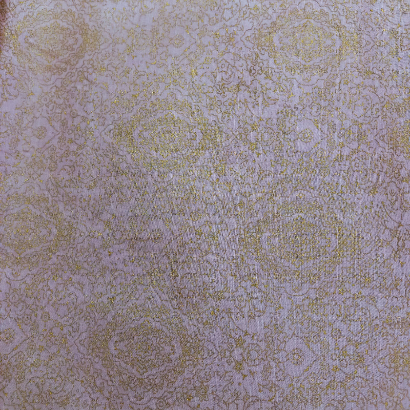 Lavender Color Foil Printed Linen Fabric