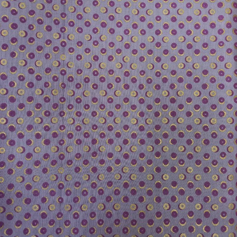 Lavender Color Foil Printed Linen Fabric