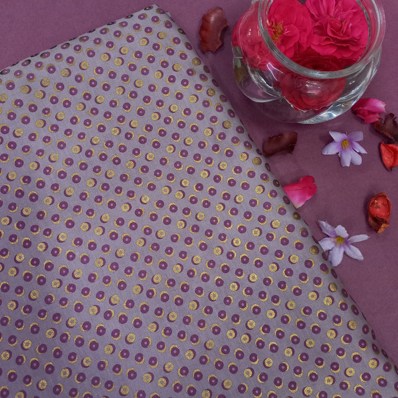 Lavender Color Foil Printed Linen Fabric