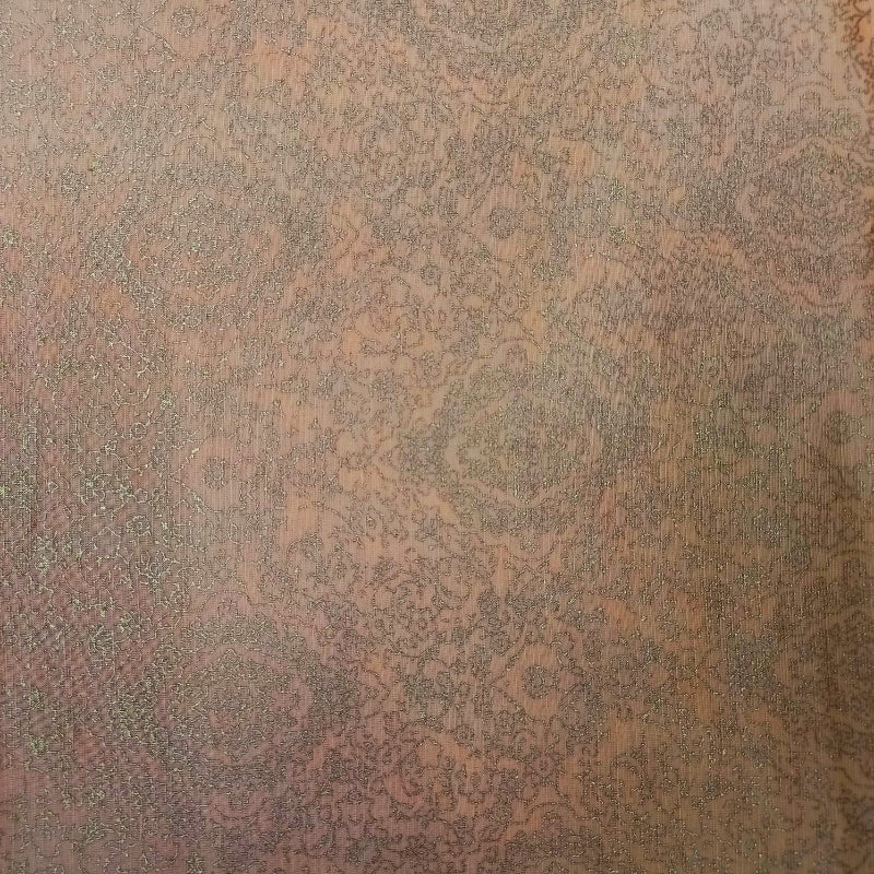 Golden Beige Color Foil Printed Linen Fabric