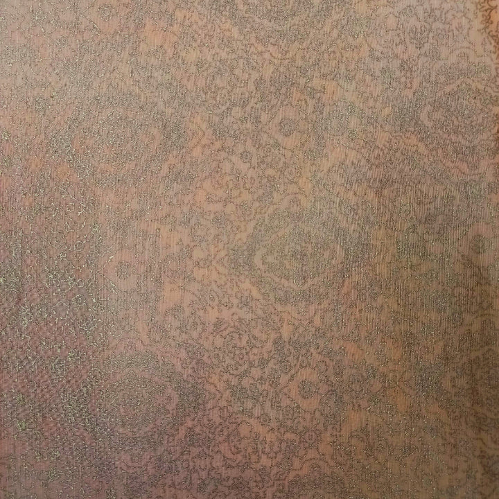 Golden Beige Color Foil Printed Linen Fabric