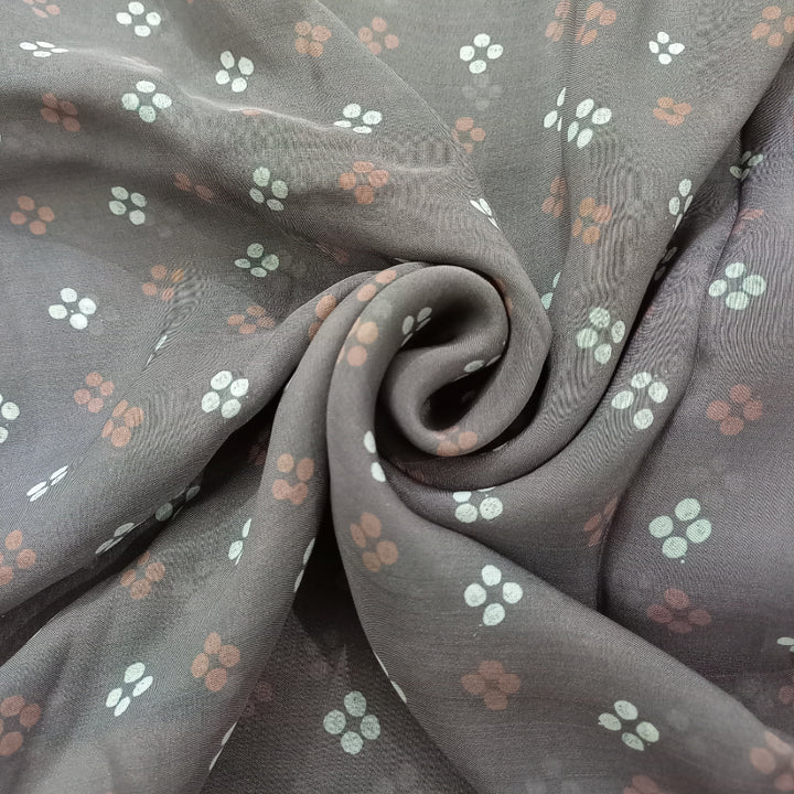 Gray Color Printed Silk Fabric