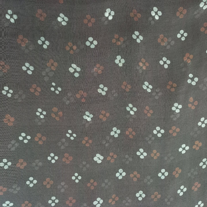 Gray Color Printed Silk Fabric