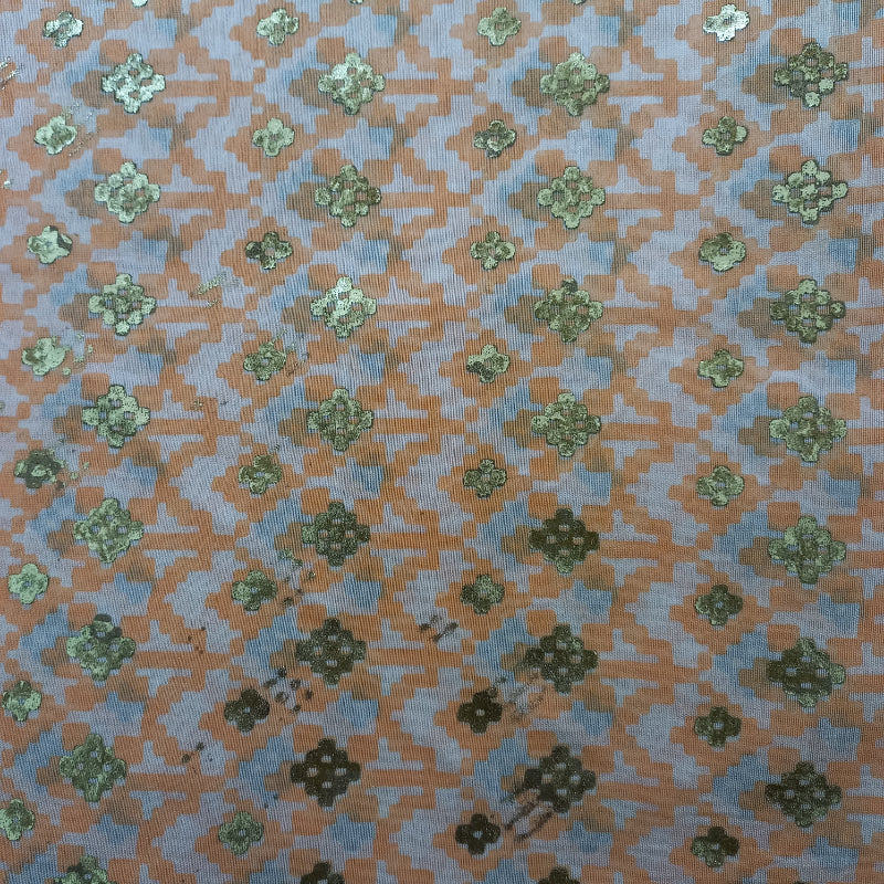 Off-White Color Foil Printed Chanderi Fabric