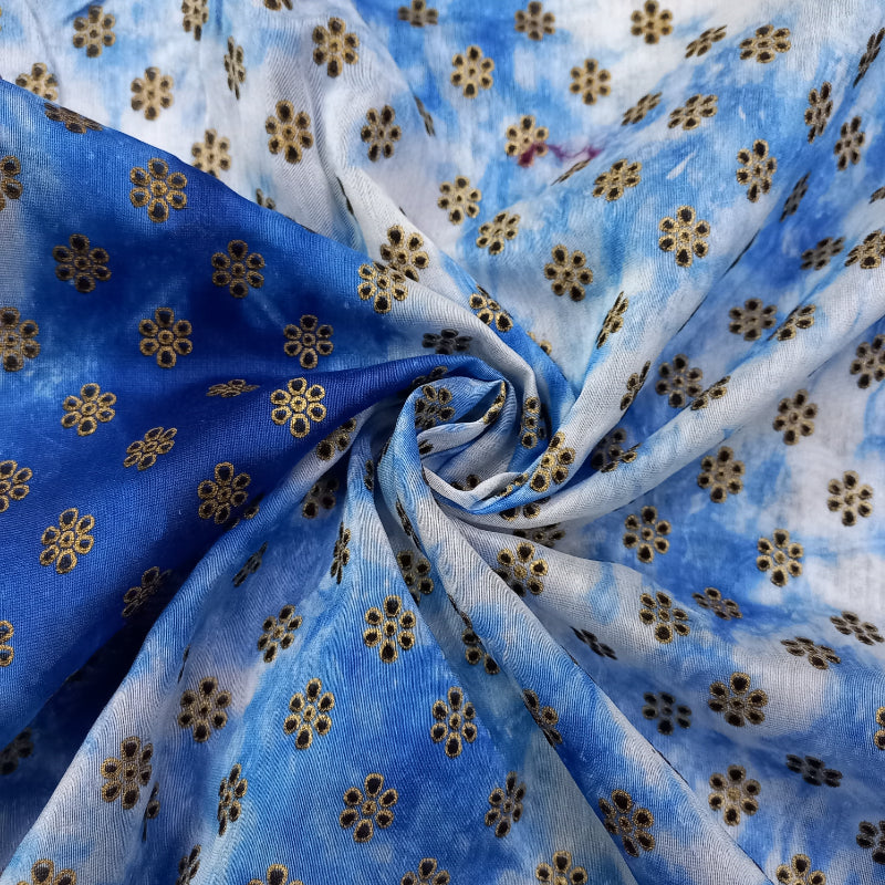 Multi-Color Shibori With Floral-Butta Printed Chanderi fabric