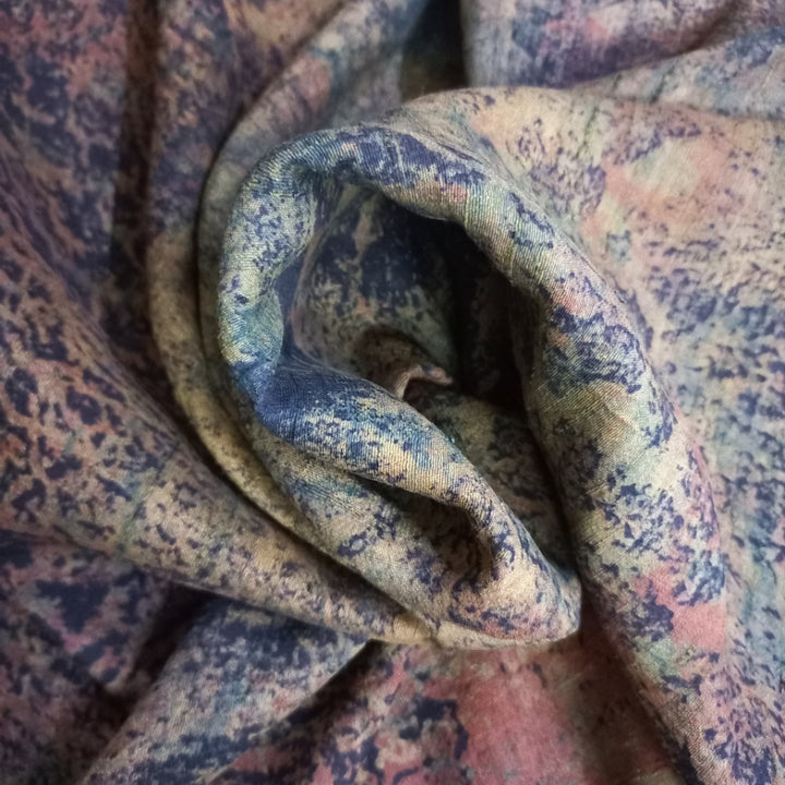 Multi Colour Dupion Silk Fabric With Abstract Print