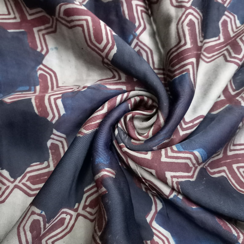 Gray Color Printed Satin Silk Fabric
