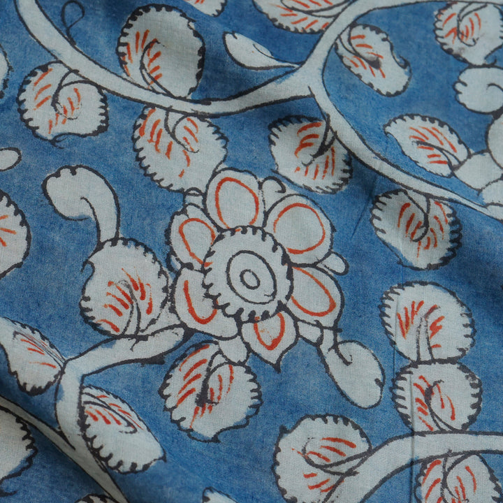 Pastel Blue Color Dupion Silk Fabric With Floral Motif Pattern