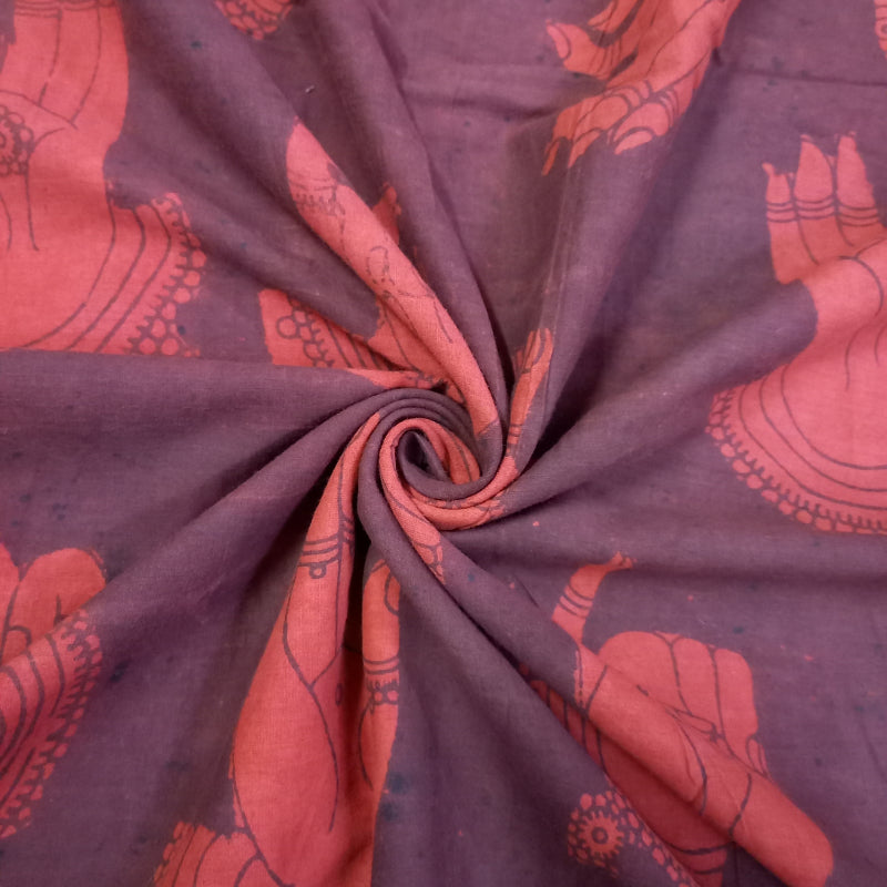 Maroon Color Kalamkari Printed Cotton Fabric