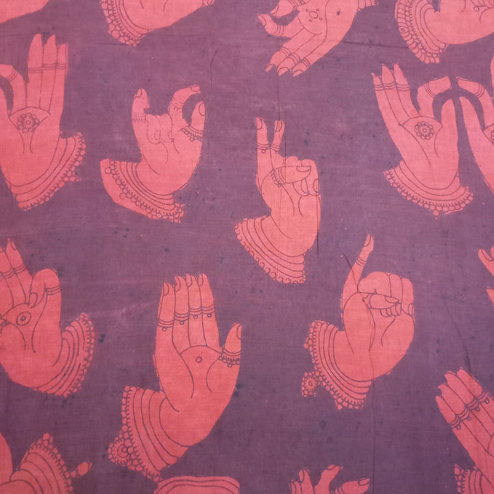 Maroon Color Kalamkari Printed Cotton Fabric