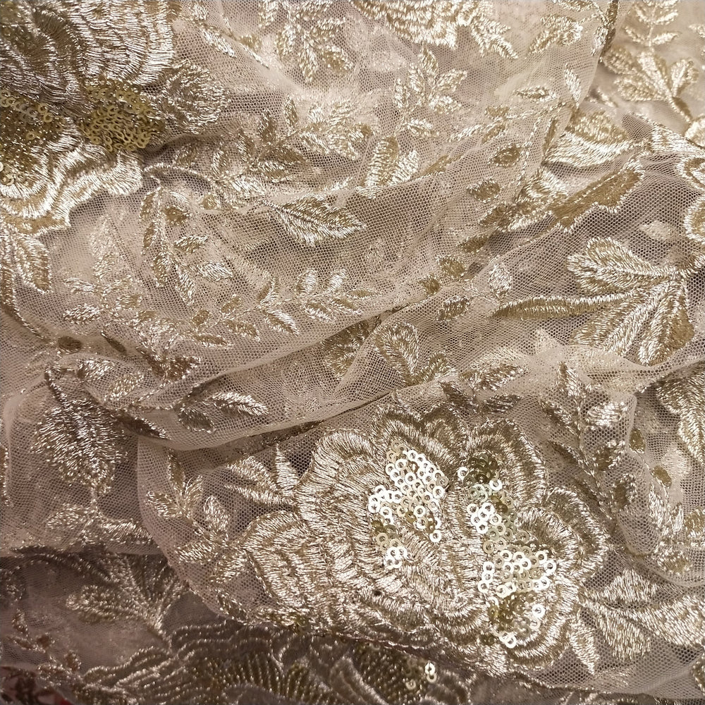 Oatmeal White Net Embroidery Fabric