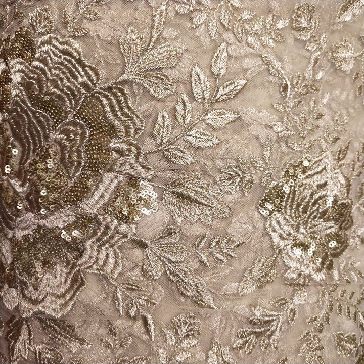 Oatmeal White Net Embroidery Fabric