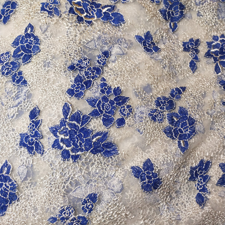 Cream Net Embroidery Fabric