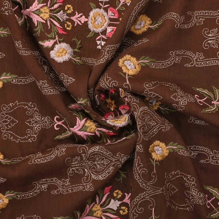 Deep Brown Moonga Embroidery Fabric