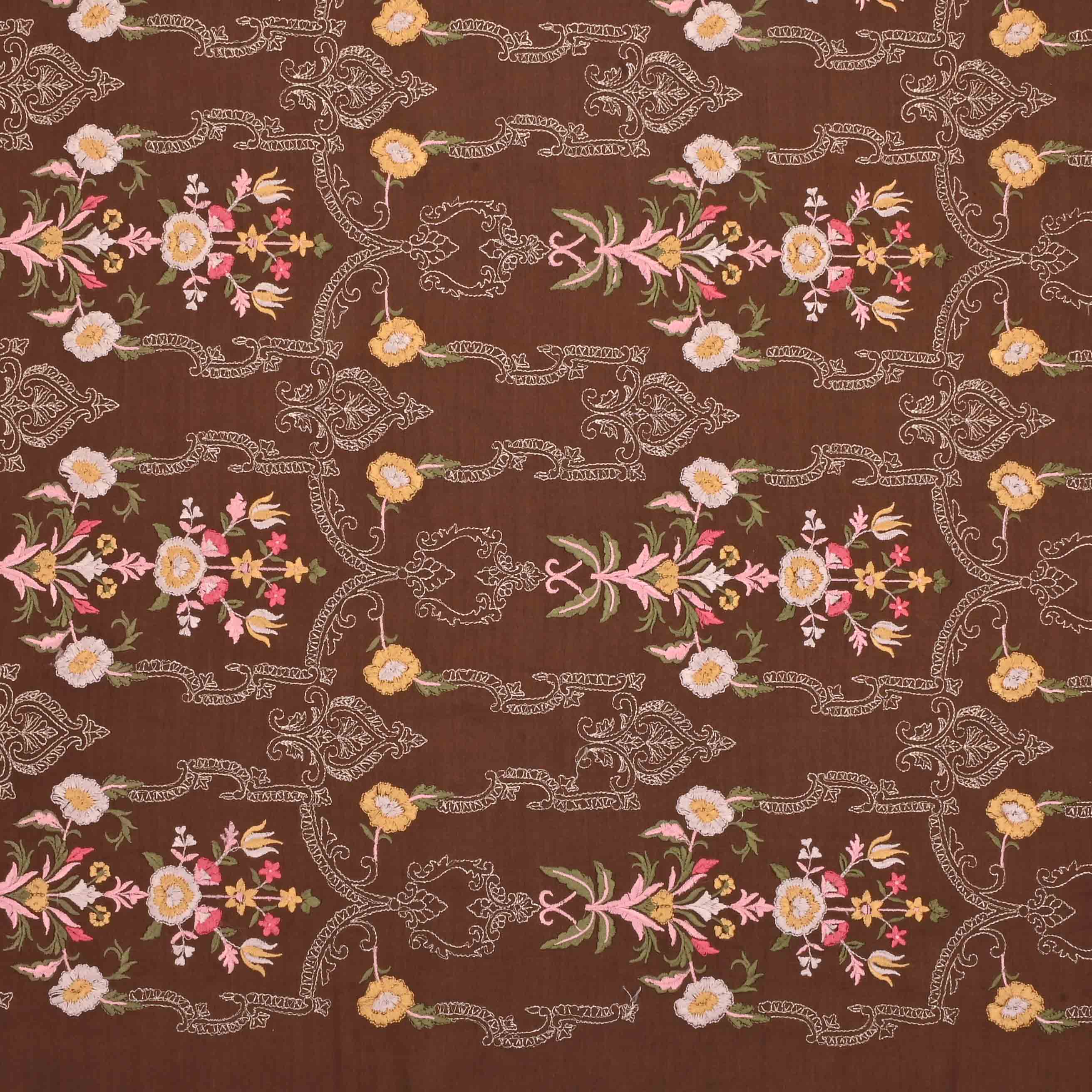 Deep Brown Moonga Embroidery Fabric