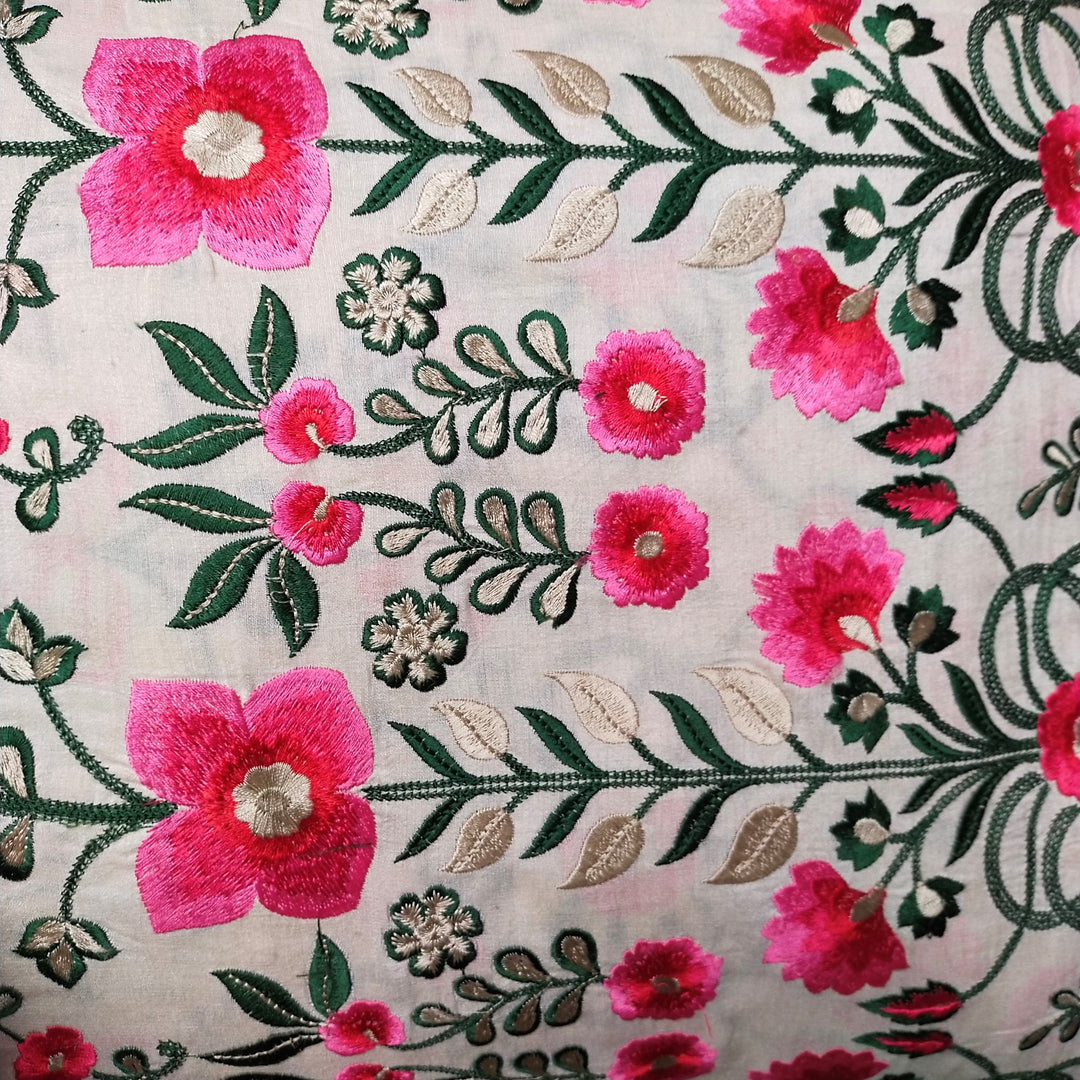 Oatmeal White Tussar Embroidery Fabric