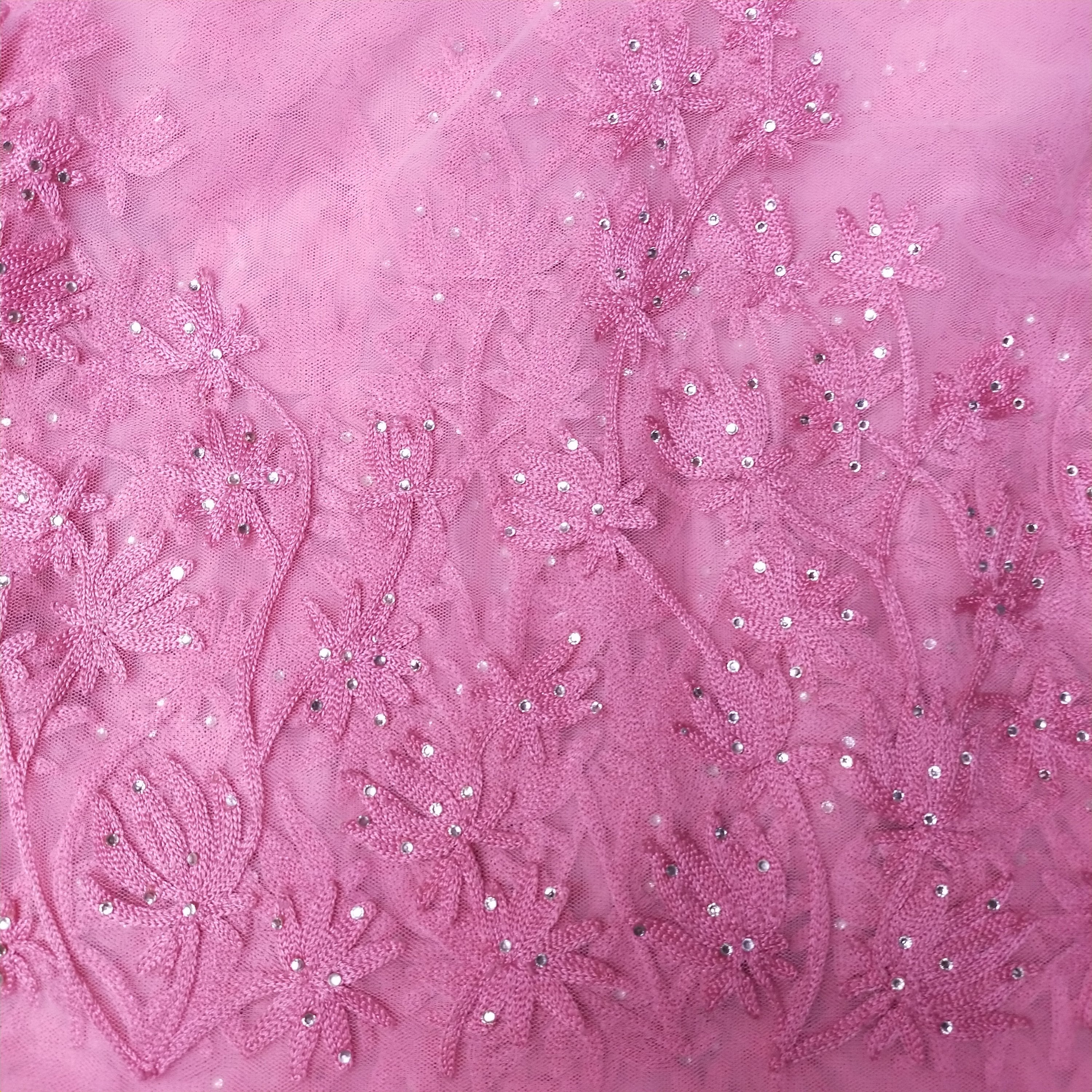 Vivid Pink Net Embroidery Fabric