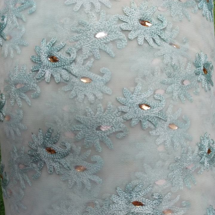 Ice Blue Net Embroidery Fabric