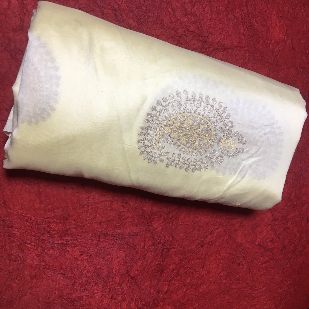 Butter Yellow Chanderi Emboidery Fabric