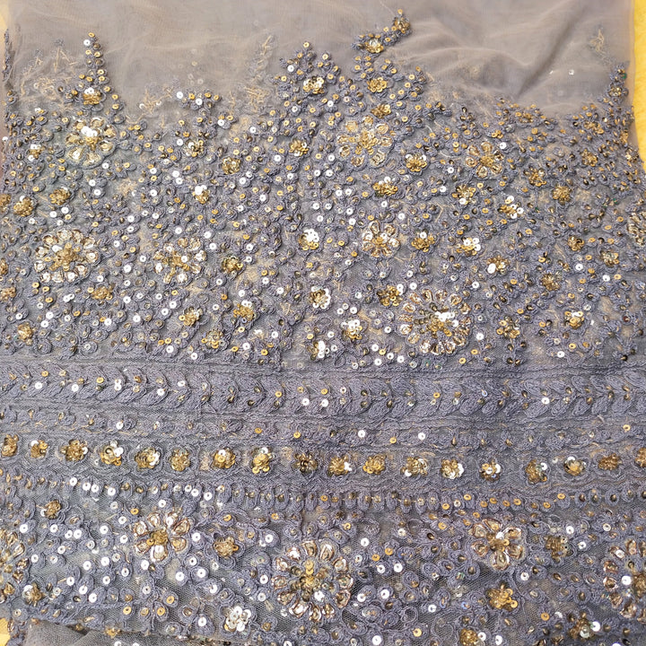 Grey Net Embroidery Fabric