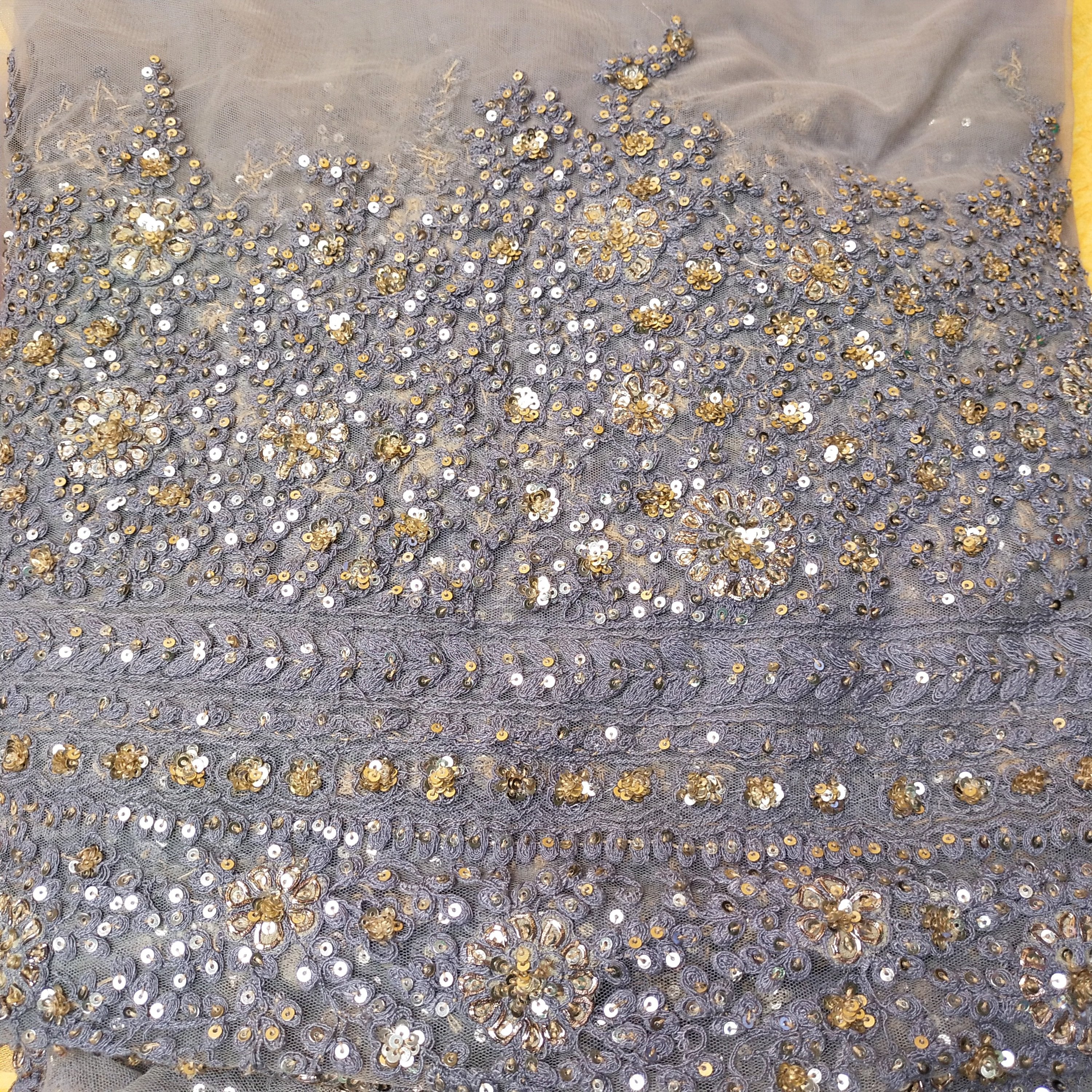 Grey Net Embroidery Fabric