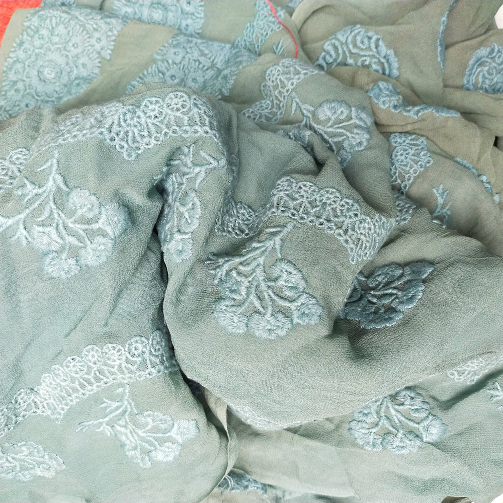 Pastel Blue Georgette Embroidery Fabric