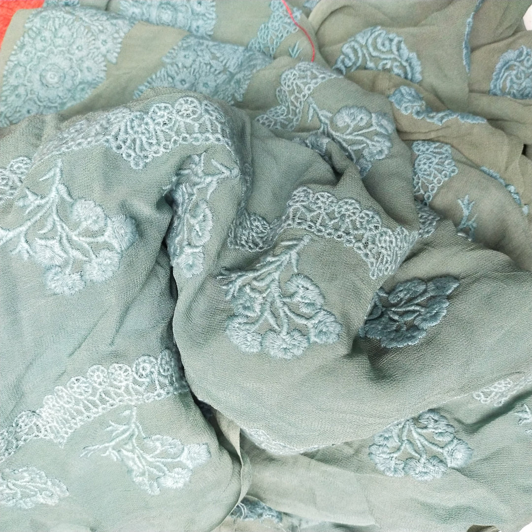 Pastel Blue Georgette Embroidery Fabric