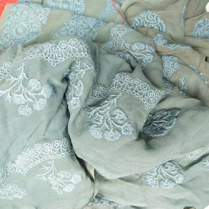 Pastel Blue Georgette Embroidery Fabric