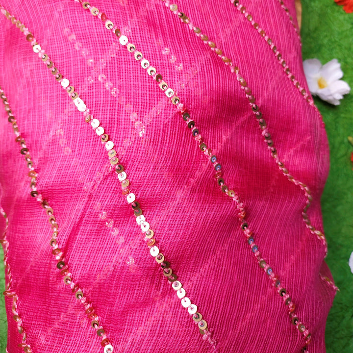 Rogue Pink Silk Embroidery Fabric