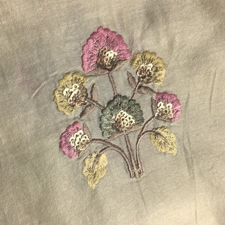 White Chanderi Embroidery Fabric