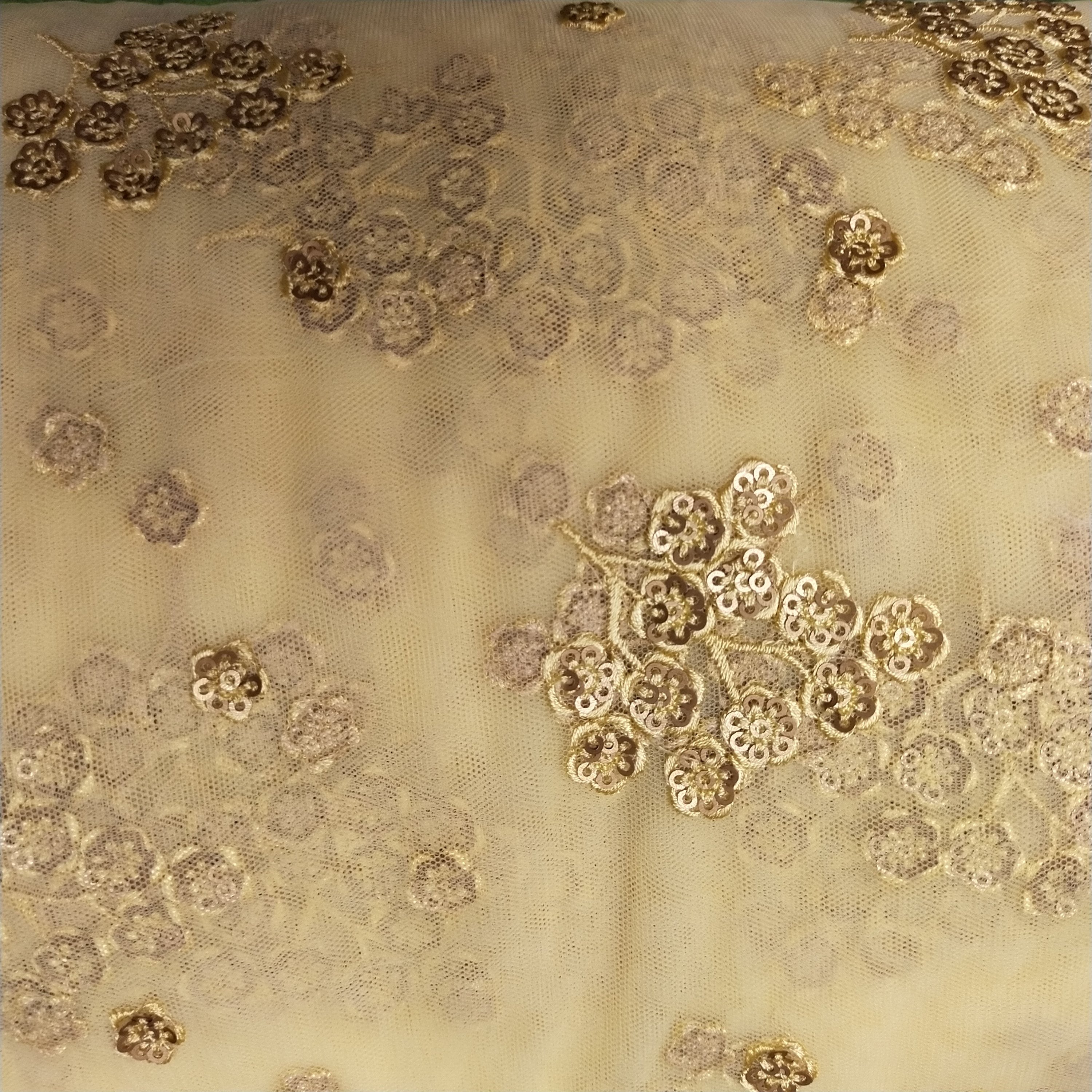 Butter Yellow Net Embroidery Fabric