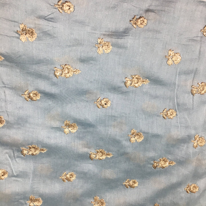 Grey Chanderi Embroidery Fabric