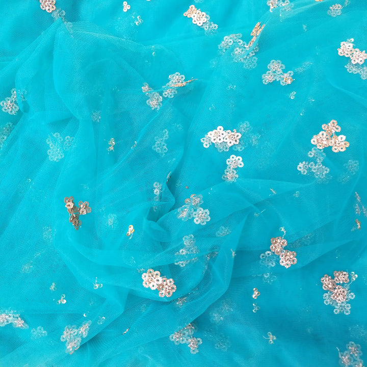 Cerulean Blue Net Embroidery Fabric