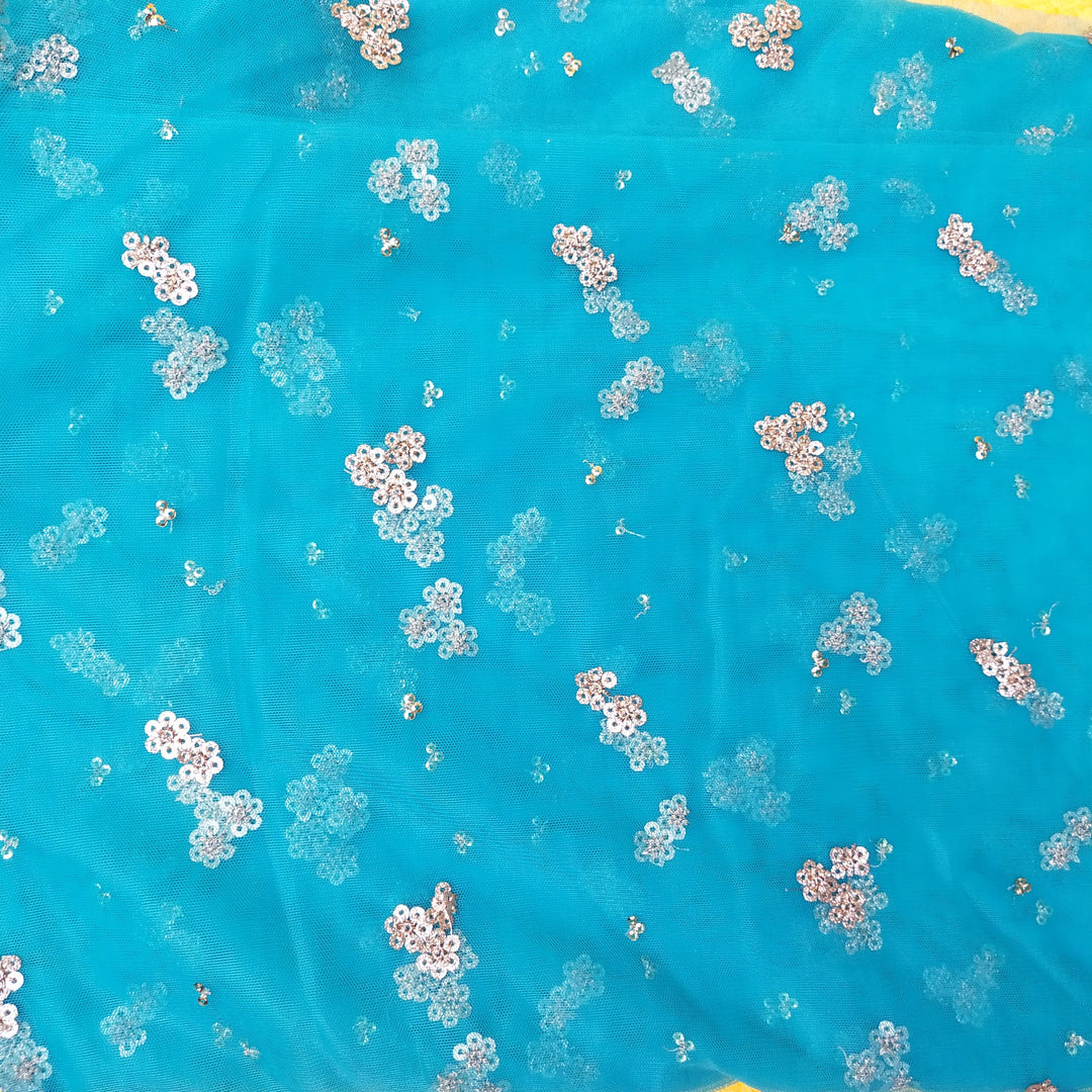 Cerulean Blue Net Embroidery Fabric