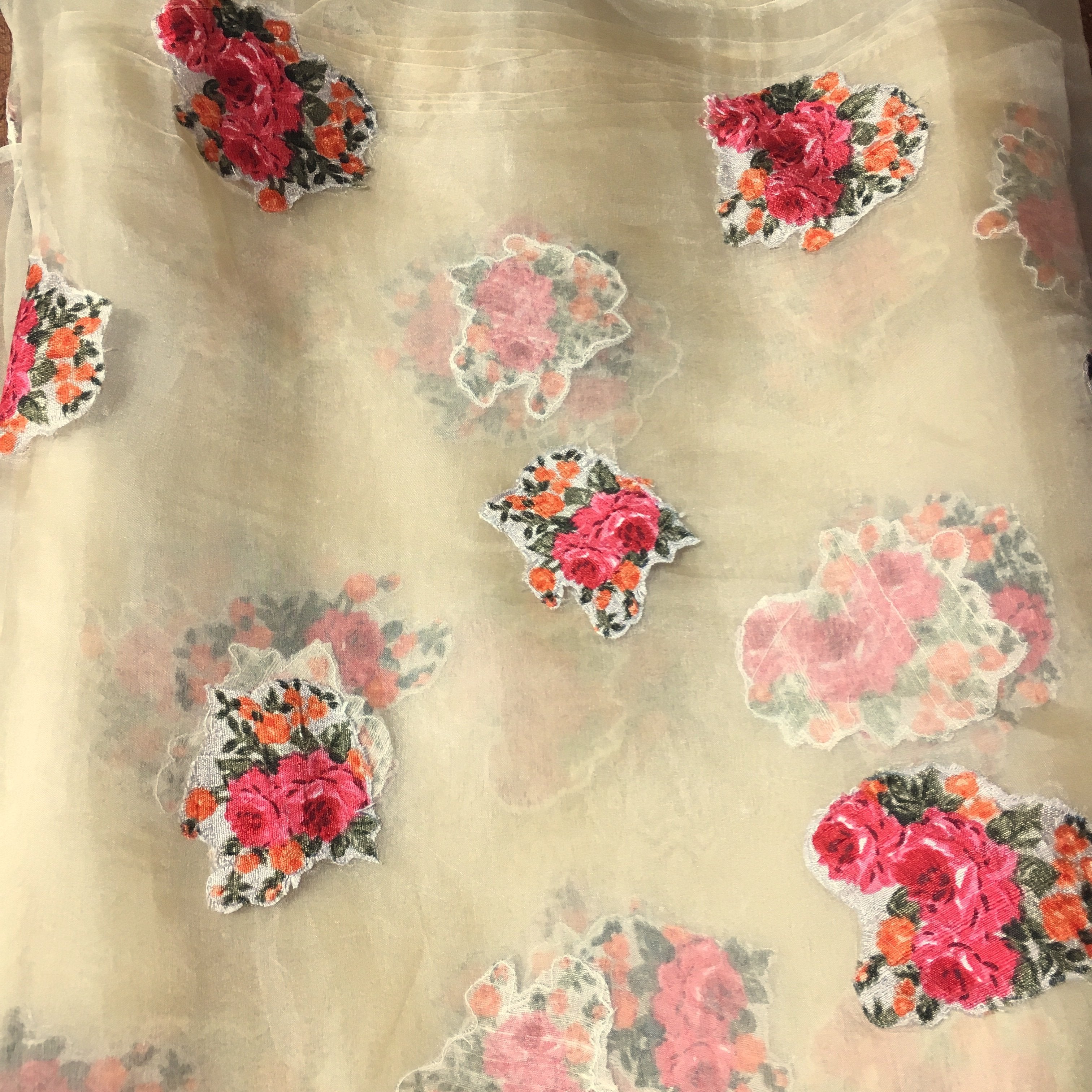 Oatmeal White Organza Embroidery Fabric