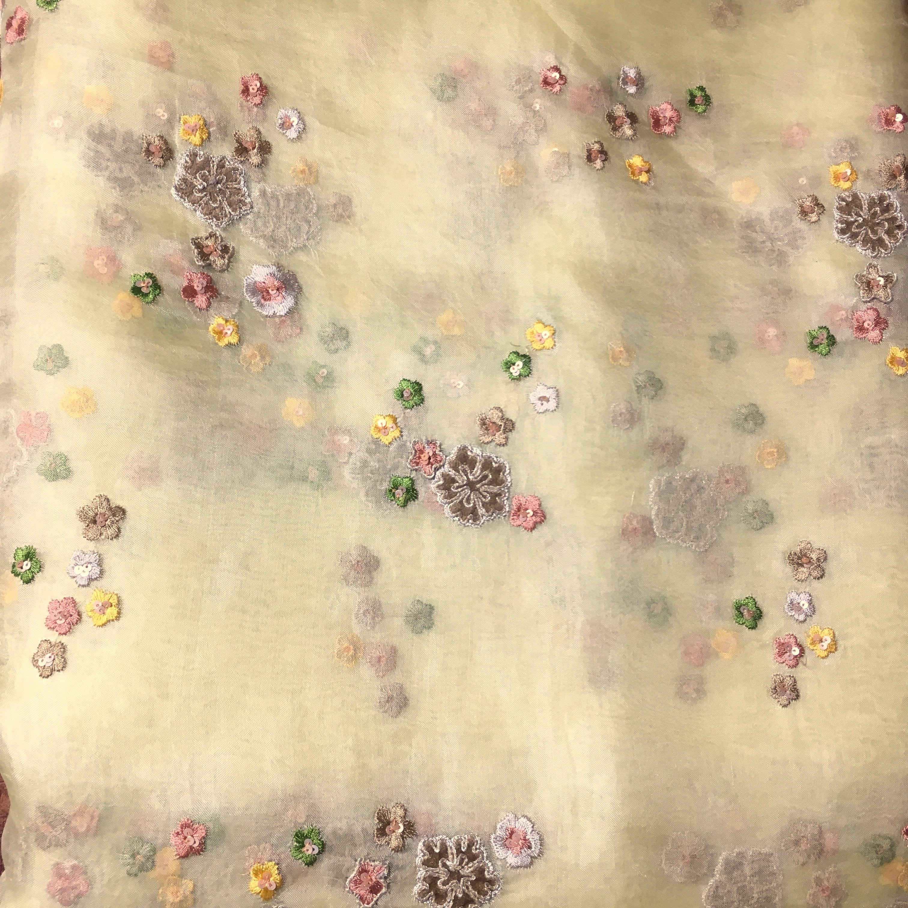 Butter Yellow Organza Embroidery Fabric