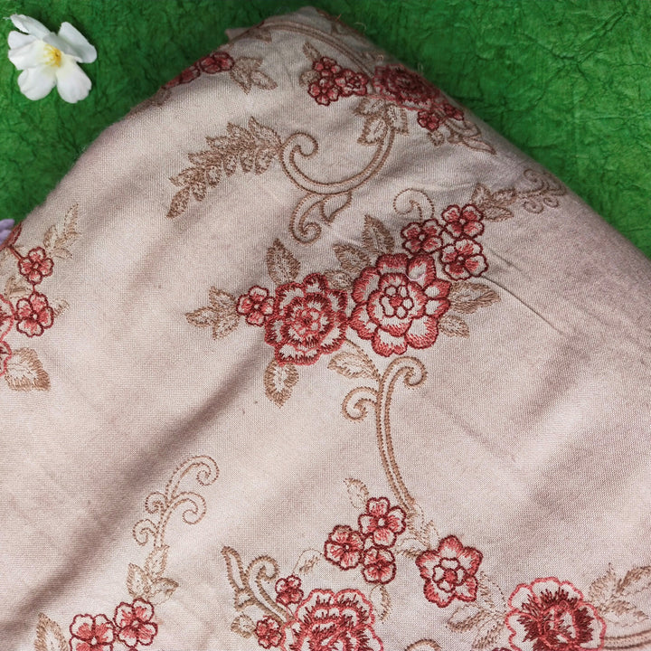 Soft Blush Tussar Embroidery Fabric