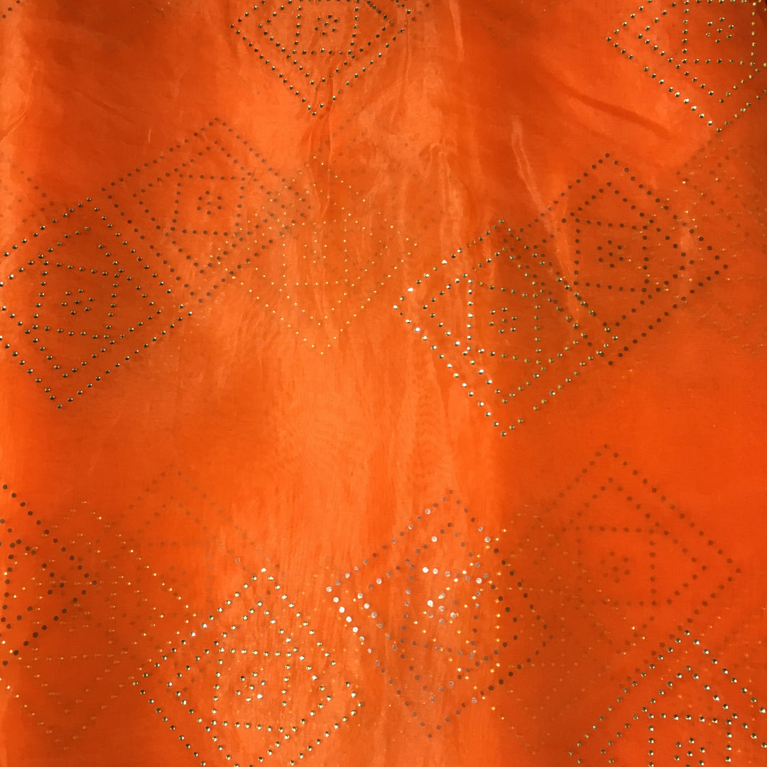 Orange Organza Embroidery Fabric