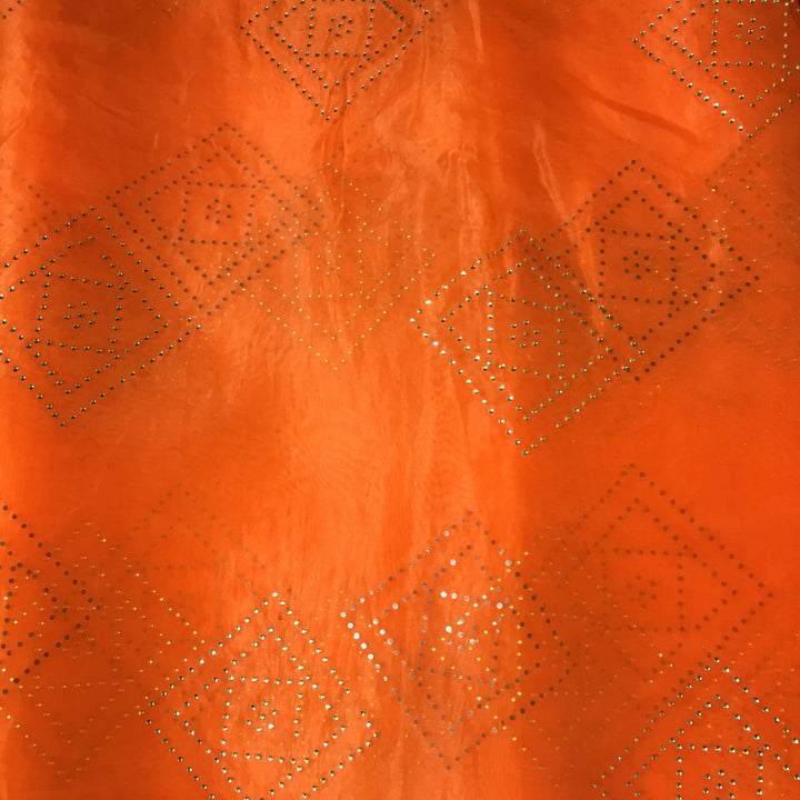 Orange Organza Embroidery Fabric