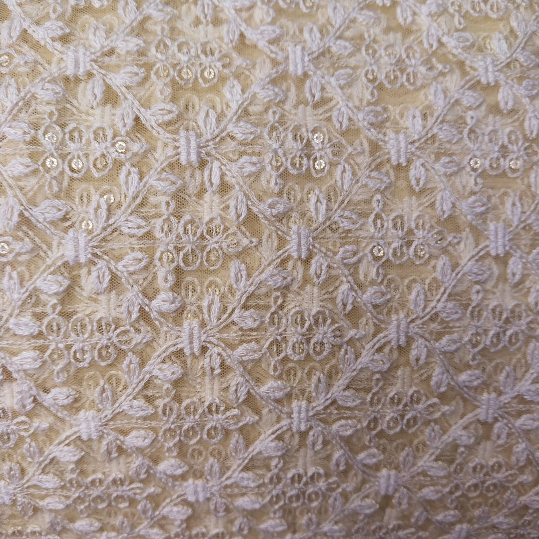 Oyester White Net Embroidery Fabric