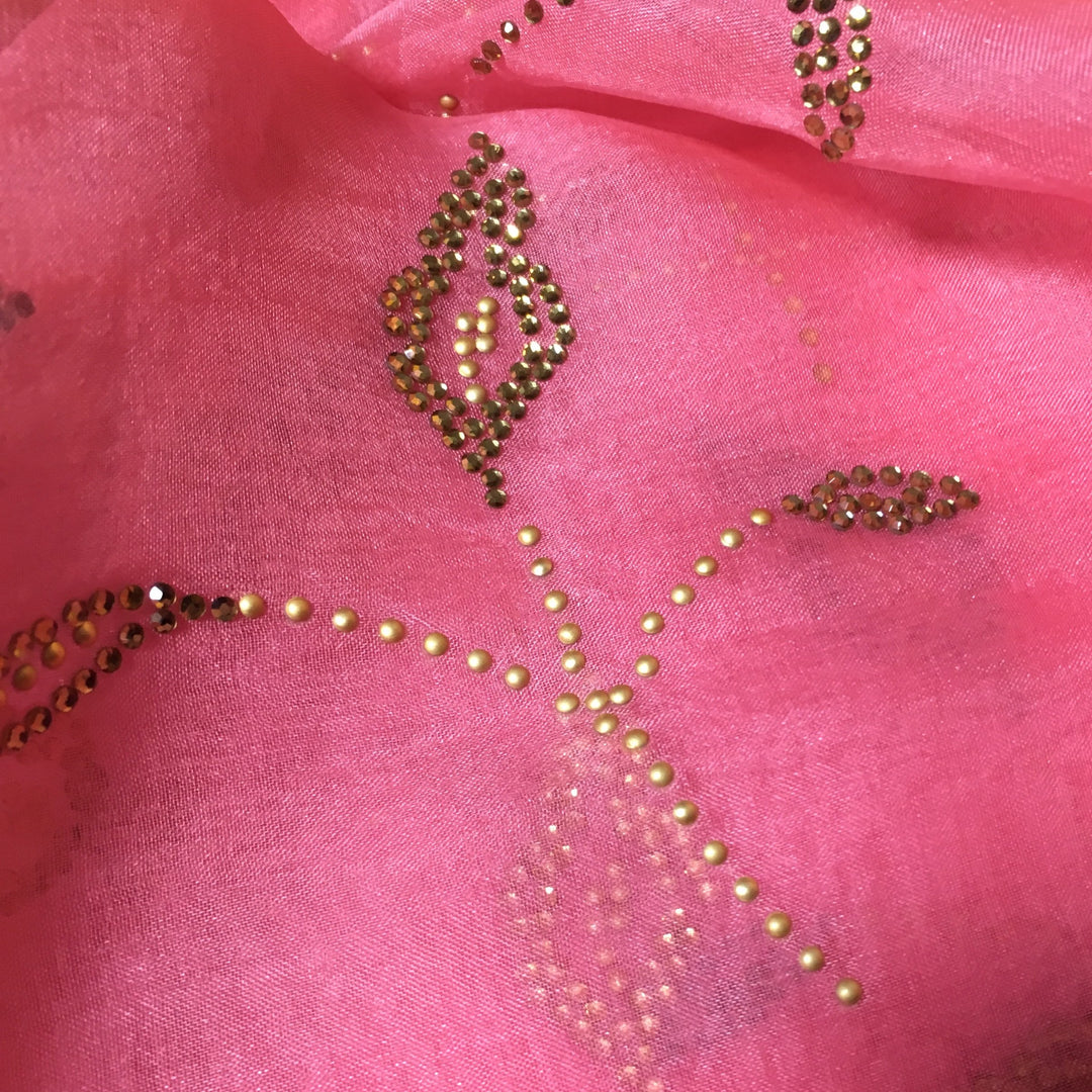 Rogue Pink Organza Embroidery Fabric