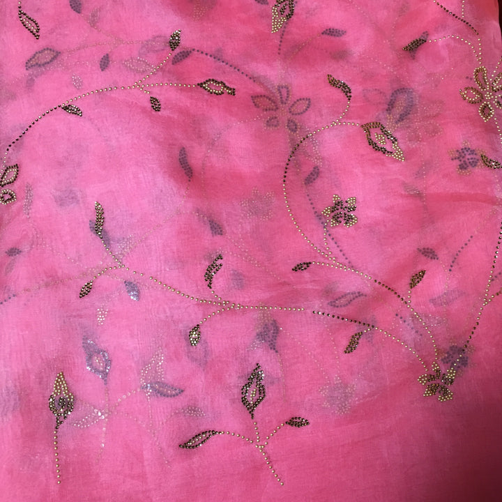 Rogue Pink Organza Embroidery Fabric