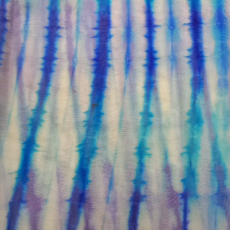 White And Blue Tye & Dye Organza Fabric