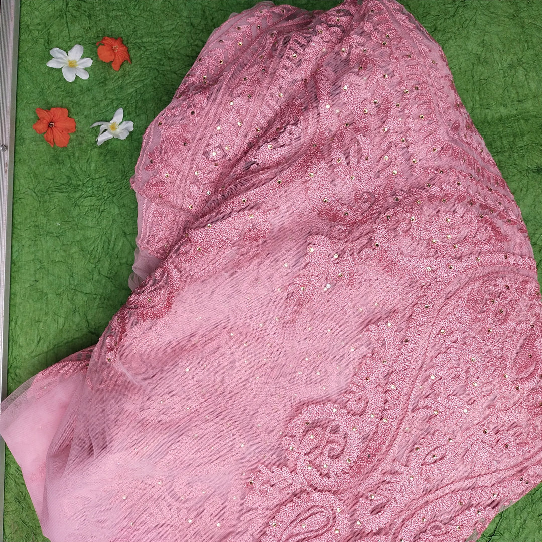 Princess Pink Net Embroidery Fabric