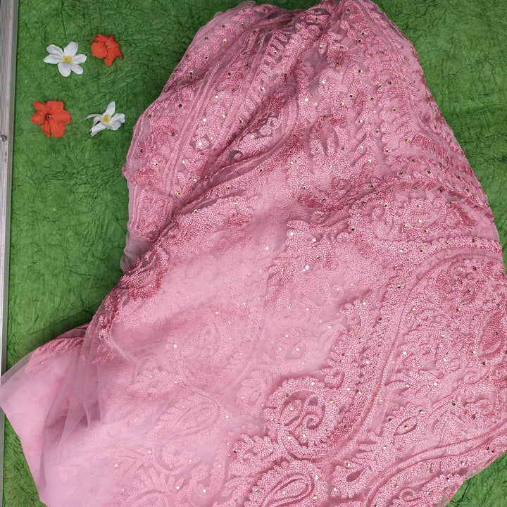 Princess Pink Net Embroidery Fabric