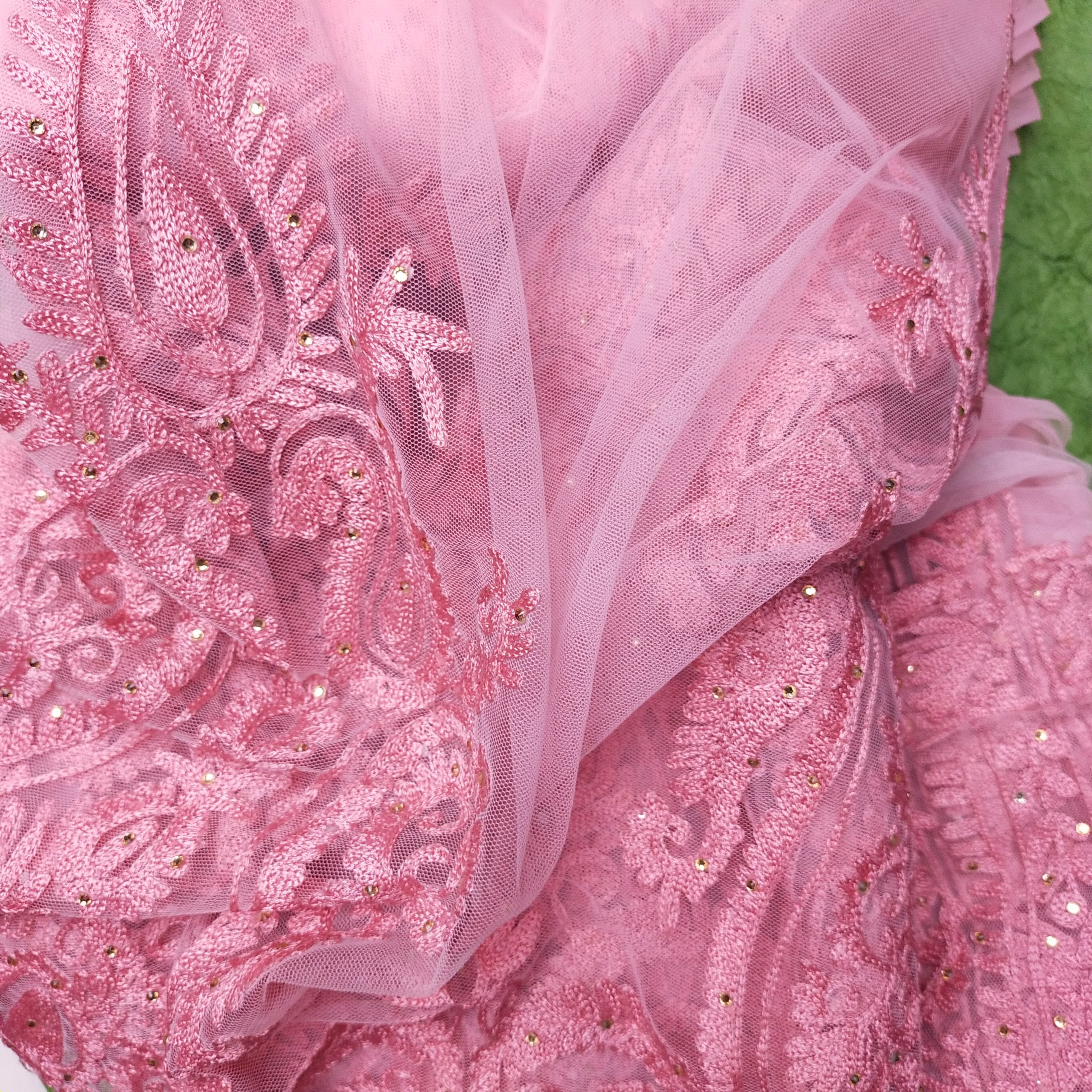 Princess Pink Net Embroidery Fabric