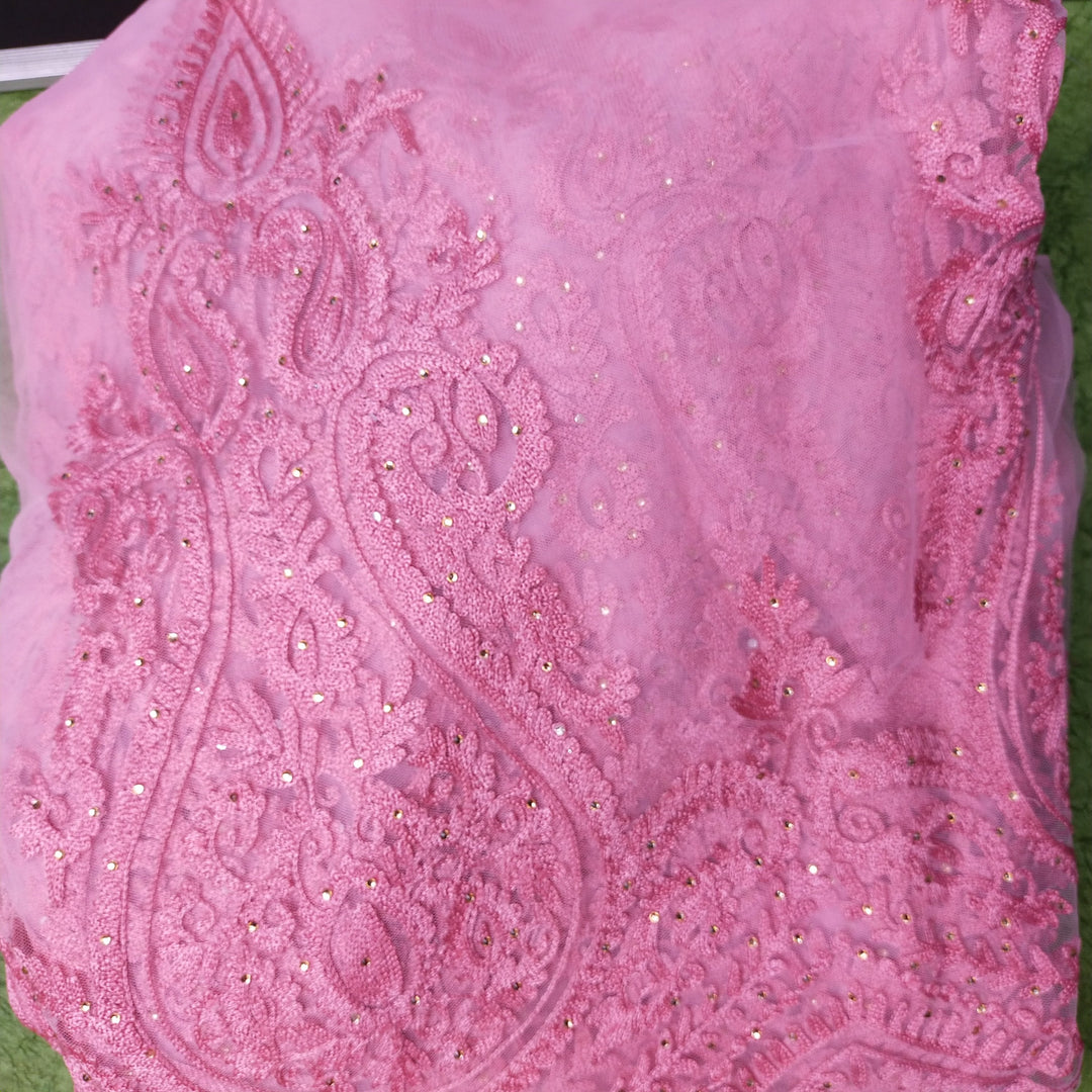 Princess Pink Net Embroidery Fabric