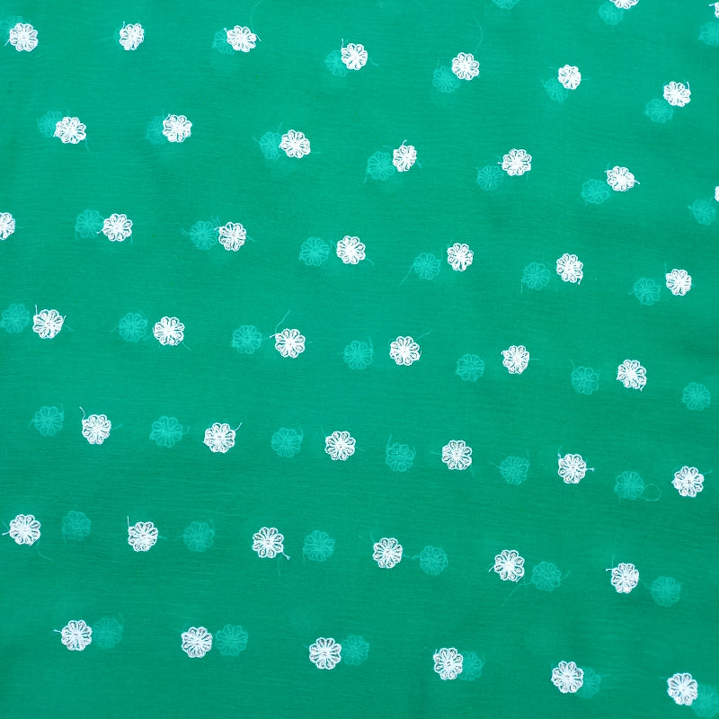 Green Color Chiffon Emboridery Fabric