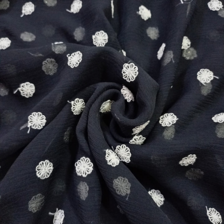 Black  Color Chiffon Emboridery Fabric