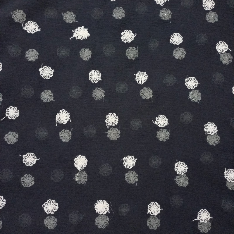 Black  Color Chiffon Emboridery Fabric